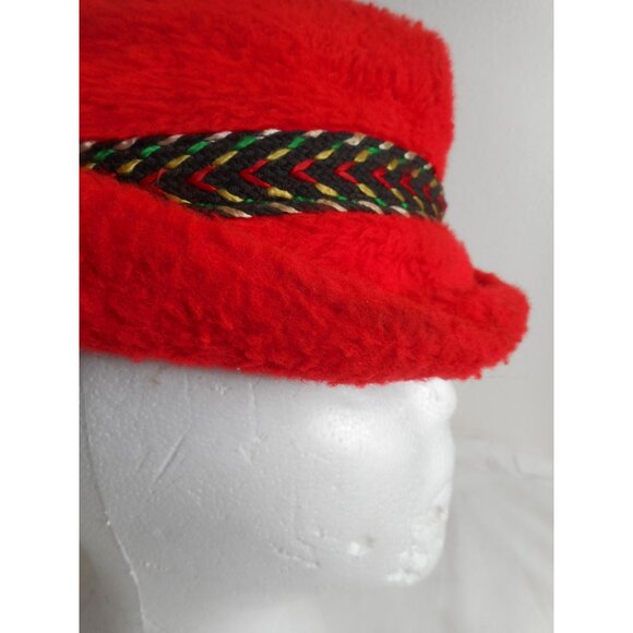 Vintage Bright red Tyrolean / alpine Fedora like style hat w/ ear flaps #2 - Picture 6 of 11